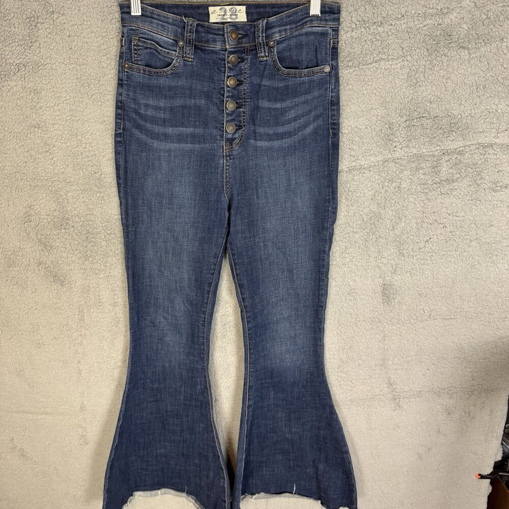 We The Freeโ Jeans Womens 28 Blue High Rise Flare Boho Hippie Stretch